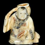 Hand Craft Carved OX Bone Netsuke Carving Man Figurine