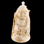 Carved OX Bone Snuff bottle Carving Man Hold Hammer