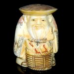 Carved OX Bone Japanese Netsuke Carving Human Figures