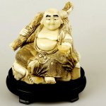 5.3"Large Carved OX Bone Carving Statue Buddha Maitreya
