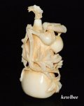 aeb0590 Japanese Hippo Ivory Carving Snuff Bottle Gourd