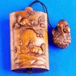 Japanese Carved Wood Boxwood Inro Mice Netsuke Carving