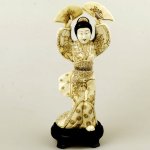 10"Finely Carved OX Bone Carving Statue Japanese Geisha
