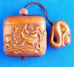 Carved Wood Boxwood Inro Mermaid Lady Netsuke Carving