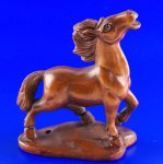 Hand Carved Boxwood Wood Netsuke Carving Horse Running