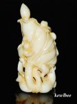 aeb0538 HANDCRAFT HIPPO TUSK SNUFF BOTTLE FROG LOUTS