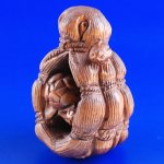 Japanese Hand Carved Boxwood Wood Netsuke Carving Frog #622