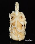 aeb0585 Japanese Hippo Ivory Carving Snuff Bottle Gourd