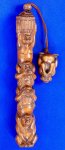 Carved Japanese Boxwood Inro Netsuke Happy Monkeys 8.5"