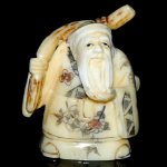 Hand Craft Carved OX Bone Netsuke Carving Man Figurine