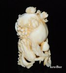 aeb0591 Japanese Hippo Ivory Carving Snuff Bottle Megranate