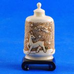 Carved OX Bone Snuff bottle Carving Deer With Stand