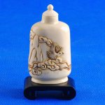 Hand Carved OX Bone Snuff bottle Carving Kylin Stand