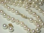 dank002 Set Real Saltwater Akoya Pearl 7.5mm 14K Gold