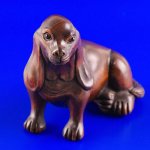 Hand Carved Boxwood Wood Netsuke Carving Lovely Dog