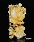aeb0516 HANDCRAFT HIPPO TUSK SNUFF BOTTLE FLOWER