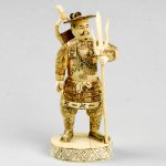 afc0040 Large Bone Netsuke Carving Samurai Sword 9-3/4"