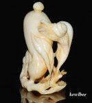 aeb0500 Hand Carved Hippo Ivory Carving Snuff Bottle Eggplant