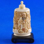 Carved OX Bone Snuff bottle With Stand Carving Old Man