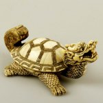 Carved OX Bone Carving Statue Dragon Turtle Sculpture
