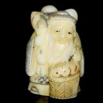 Carved OX Bone Japanese Netsuke Carving Human Figures