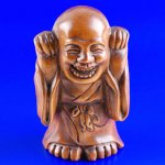 Handwork Boxwood Wood Netsuke Carving Buddha Laughing