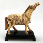 Carved OX Bone War Horse Shout Carving Statue Sculpture
