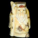 Carved OX Bone Japanese Netsuke Carving Human Figures