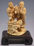 adb0793 Fine Genuine Mammoth Ivory Netsuke God Pipe 2 Boy
