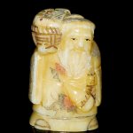 Carved OX Bone Japanese Netsuke Carving Human Figures