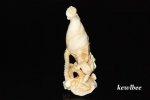 aeb0589 Japanese Hippo Ivory Carving Snuff Bottle Frog Lotus Leaf