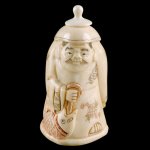 Hand Carved OX Bone Snuff bottle Carving Man Take Fish
