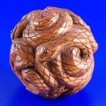 Hand Carved Boxwood Wood Netsuke Carving Snake Ball