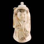Hand Carved OX Bone Snuff bottle Carving Lady With Lute