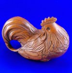 Handwork Carved Boxwood Wood Netsuke Carving Cute Cock