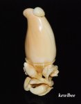 aeb0464 HAND CARVED HIPPO TUSK SNUFF BOTTLE FLOWER