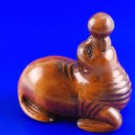 Handwork Carved Boxwood Netsuke Wood Carving Sea Lion