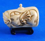 Carved OX Bone Snuff bottle Carving Monster With Stand