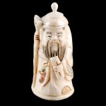 Hand Carved OX Bone Snuff bottle Carving Old Man Book