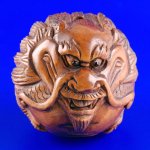 Handwork Carved Boxwood Wood Netsuke Carving Lion Ball