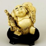 Carved OX Bone Happy Buddha Carving Statue Sculpture