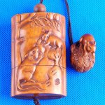 Japanese Carved Wood Boxwood Inro Mouse Netsuke Carving