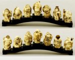 Carved OX Bone Carving Statue 7 God Immortals Sculpture
