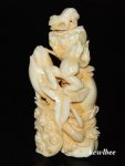 aeb0568 Japanese Hippo Ivory Carving Snuff Bottle 2 Frog Lotus Root