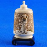 Carved OX Bone Snuff bottle Carving Old Scholar Stand