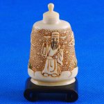 Carved OX Bone Snuff bottle With Stand Carving Old Man