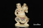 adb0861 JAPANESE MAMMOTH TUSK NETSUKE GHOST MONKEY
