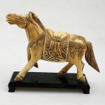 Carved OX Bone Horse Carving Statue Sculpture Figure