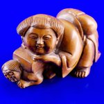 Handwork Carved Boxwood Wood Netsuke Carving Kid Ghost