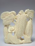 adb0289 Genuine Mammoth Ivory Netsuke Butterfly fruit